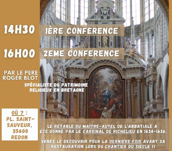 Conférence sur le retable du maître-autel de l'abbatiale Saint-Sauveur de Redon, en Bretagne.